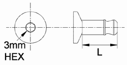 Push-to-Lock Hex Recess Stud Dimension Drawing