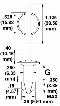 Wing Head Stud Dimension Drawing