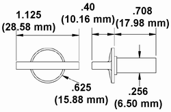 Wing Head Stud Dimension Drawing