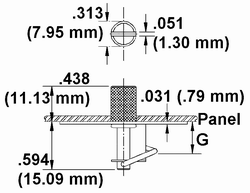 Knurled Head Latch Dimension Drawing