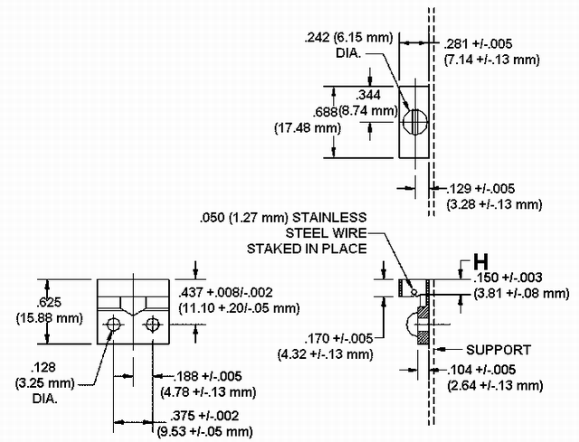 3518-B Receptacle Dimension Drawing