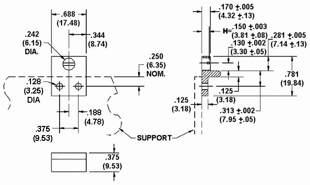 3518-C Receptacle Dimension Drawing