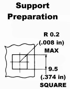 PX-1600 Size 4 Front Load Receptacle Support Preparation Drawing