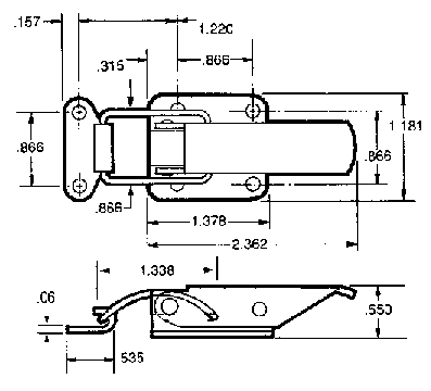 Toggle Latch Dimension Drawing