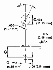 Oval Head Stud Drawing