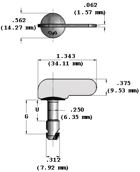 Wing Head Stud Dimension Drawing