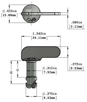 Wing Head Stud Dimension Drawing