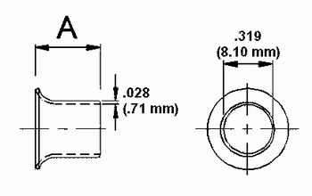 Oval Head Stud Full Grommet Dimension Drawing