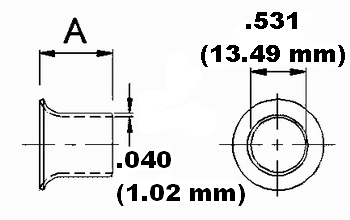 Oval Head Stud Full Grommet Dimension Drawing