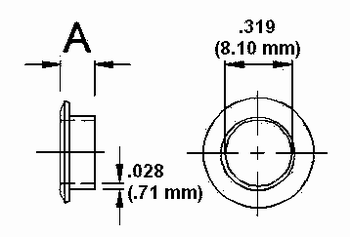 Flush Head Stud Full Grommet Dimension Drawing