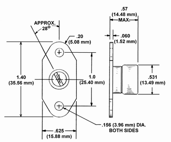 Front or Rear Mount Receptacle Dimension Drawing