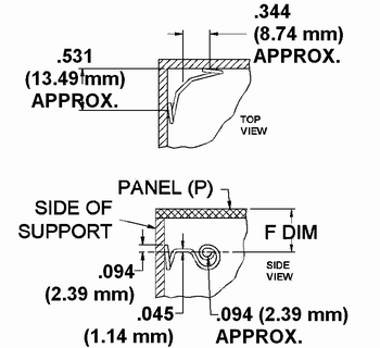 Corner Mount Spring Dimension Drawing