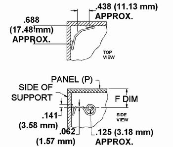 Corner Mount Spring Dimension Drawing