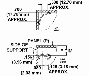 Corner Mount Spring Dimension Drawing