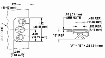 Slip-On Receptacle Dimension Drawing