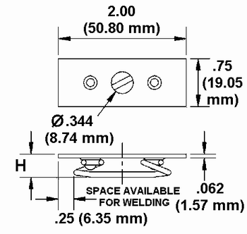Weld Plate Receptacle Dimension Drawing