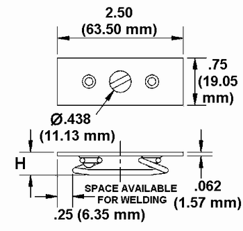 Weld Plate Receptacle Dimension Drawing