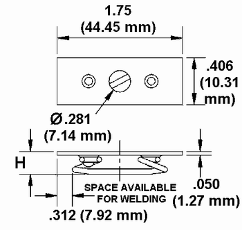 Weld Plate Receptacle Dimension Drawing