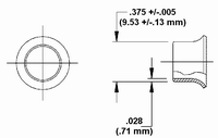 Oval and Oval Wing Stud Full Grommet Retainer Dimension Drawing