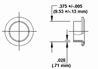 Flush Head Stud Full Grommet Retainer Dimension Drawing