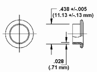 Flush Head Full Grommet Retainer Dimension Drawing