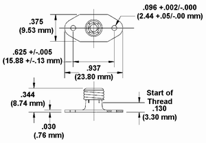 Rigid Threaded Receptacle Dimension Drawing