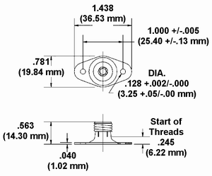 Rigid Threaded Receptacle Dimension Drawing