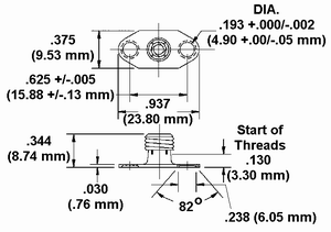 Floating Threaded Receptacle Dimension Drawing