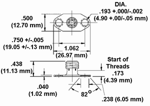 Floating Threaded Receptacle Dimension Drawing