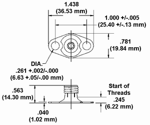 Floating Threaded Receptacle Dimension Drawing