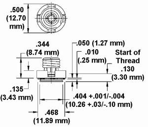 Press-In Threaded Receptacle Dimension Drawing