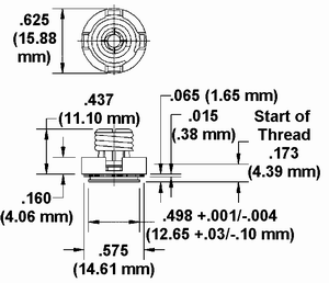 Press-In Threaded Receptacle Dimension Drawing