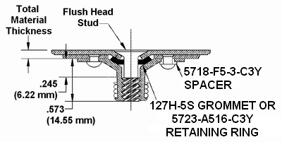 Total Material Thickness Drawing with Parts Identification for the Floating Receptacle